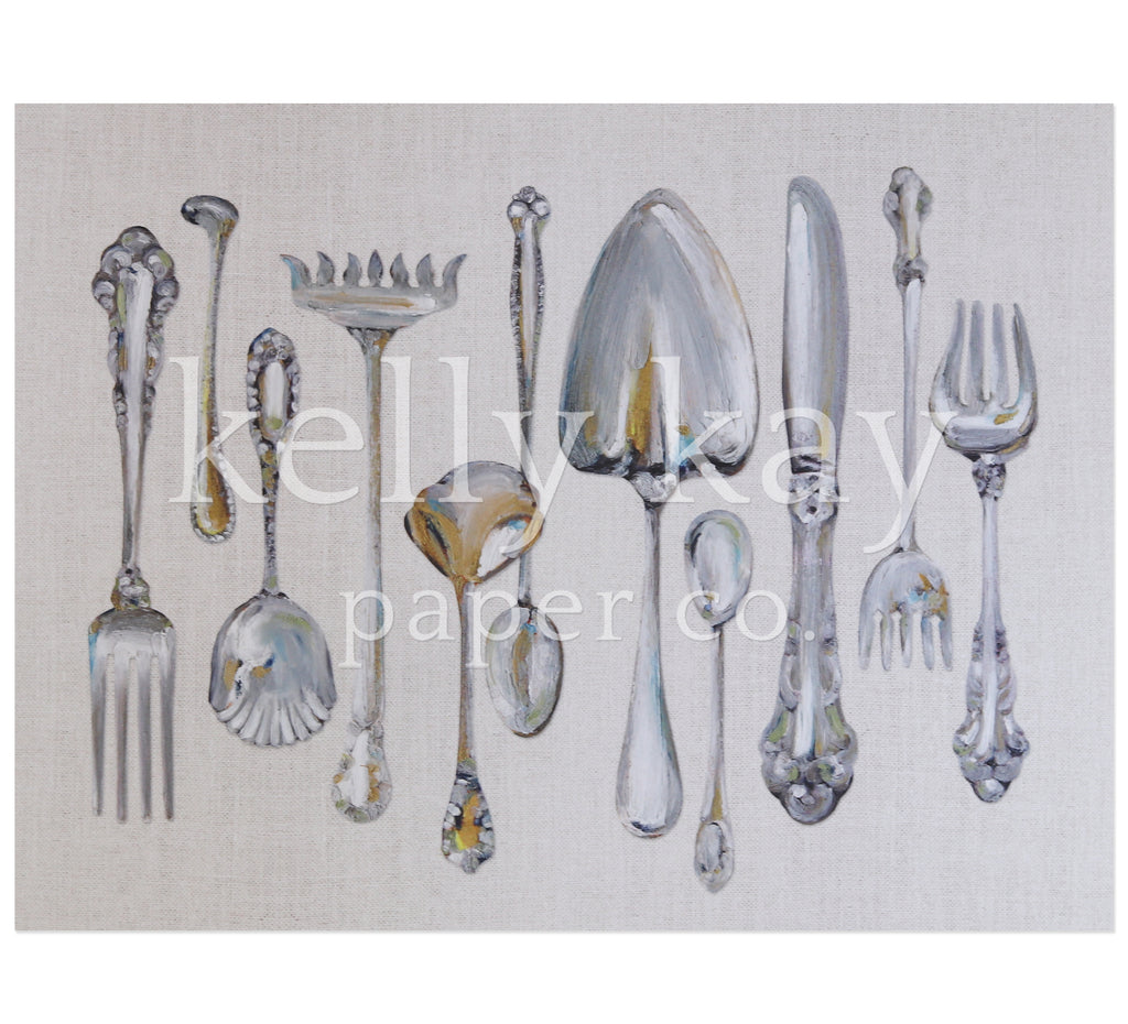 Art Print | Sterling Flatware Lined Up