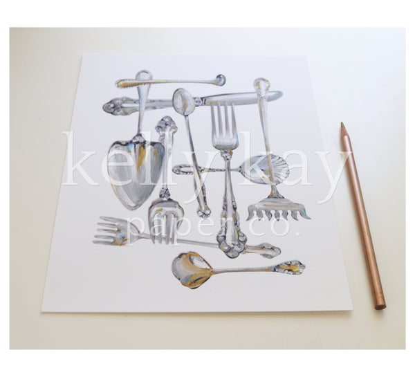 Sterling Flatware Art Print KellyKay